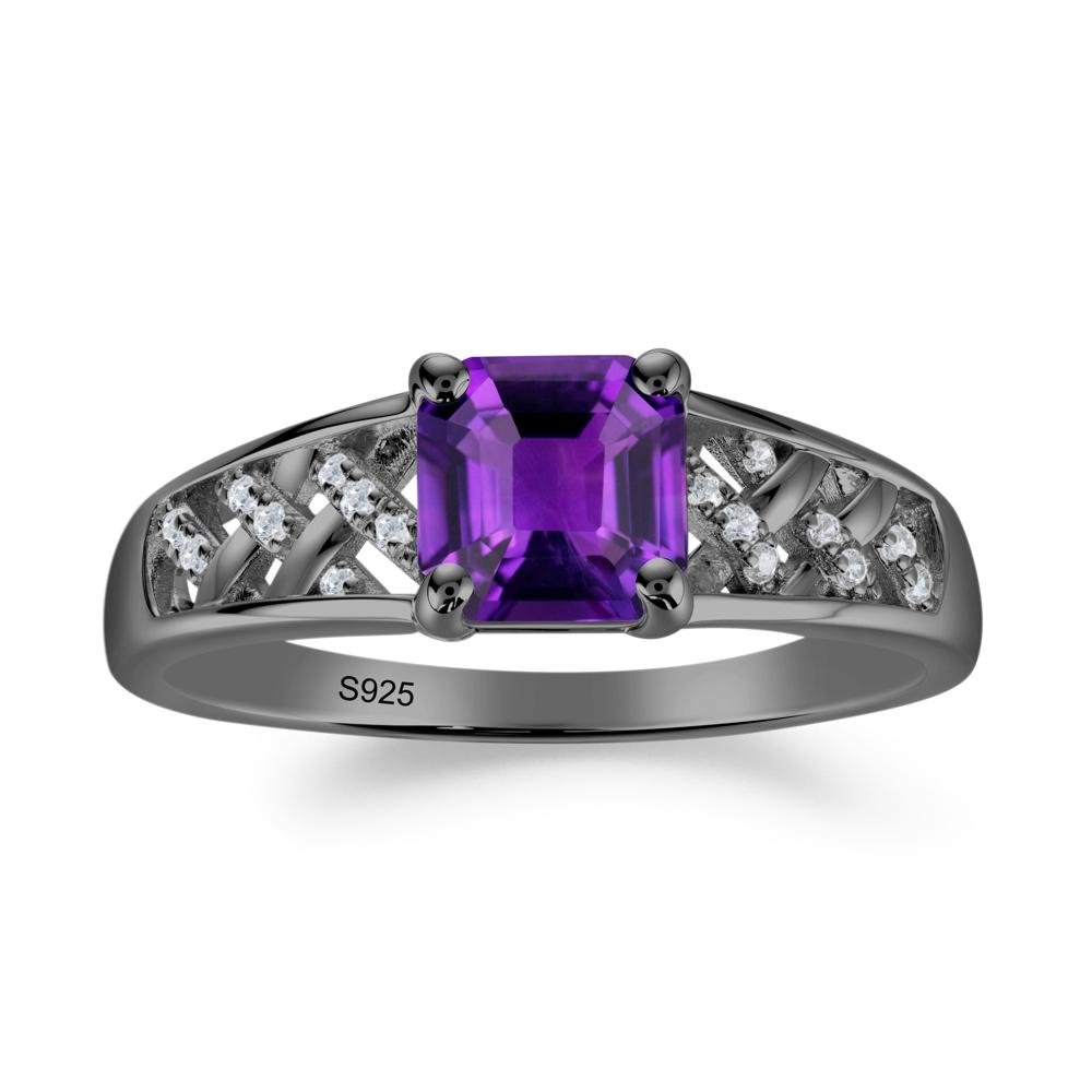 Delicate Amethyst Promise Ring - LUO Jewelry #metal_black finish sterling silver