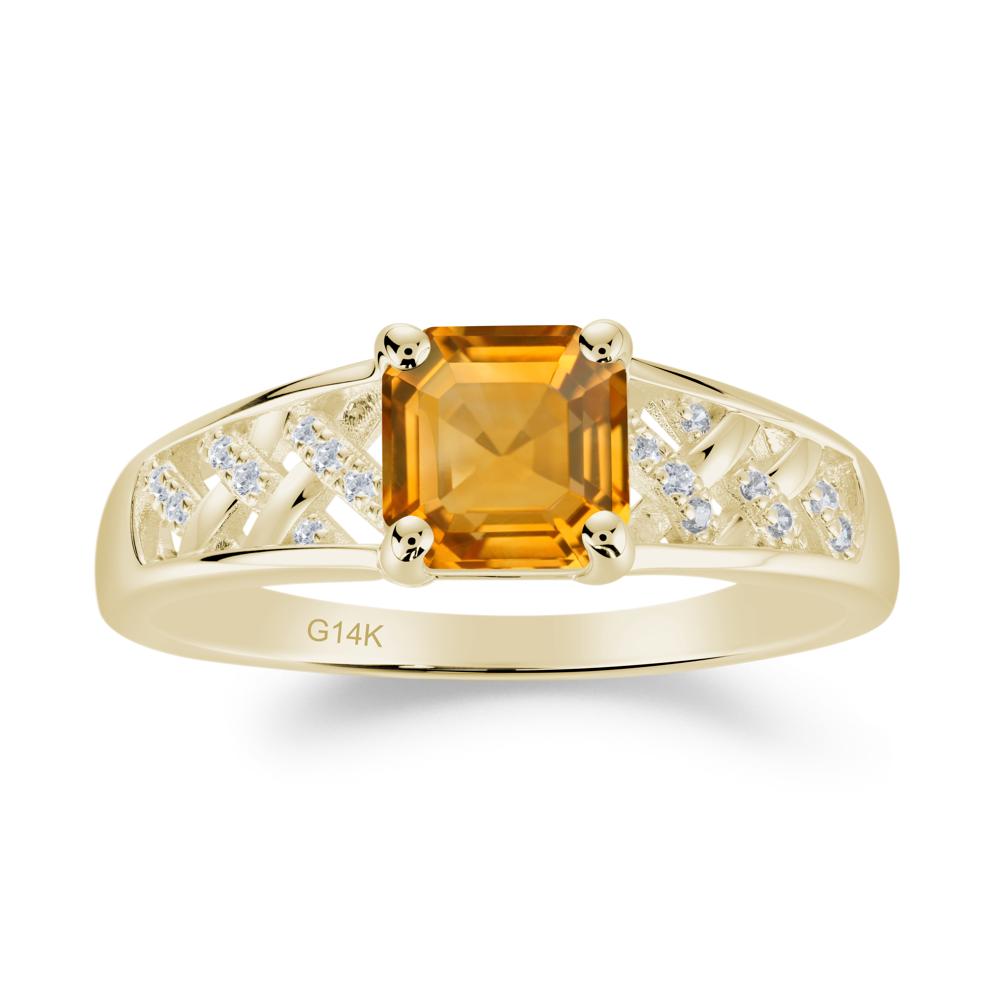 Asscher Cut Braided Design Citrine Engagement Ring - LUO Jewelry #metal_14k yellow gold