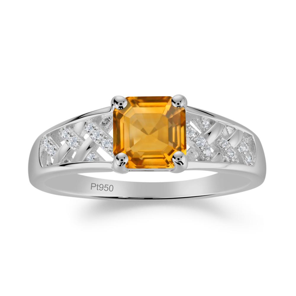 Asscher Cut Braided Design Citrine Engagement Ring - LUO Jewelry #metal_platinum