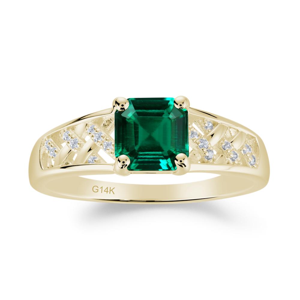 Asscher Cut Braided Design Emerald Engagement Ring - LUO Jewelry #metal_14k yellow gold