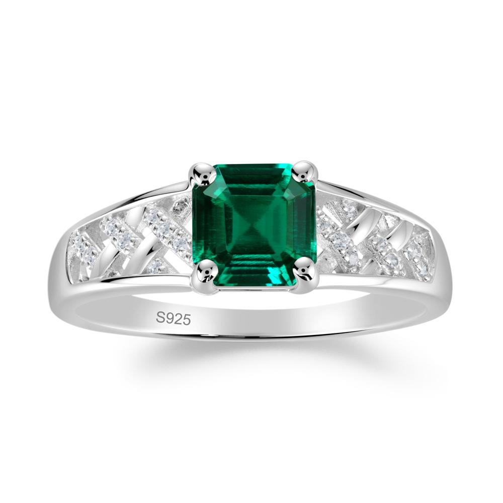 Asscher Cut Braided Design Emerald Engagement Ring - LUO Jewelry #metal_sterling silver
