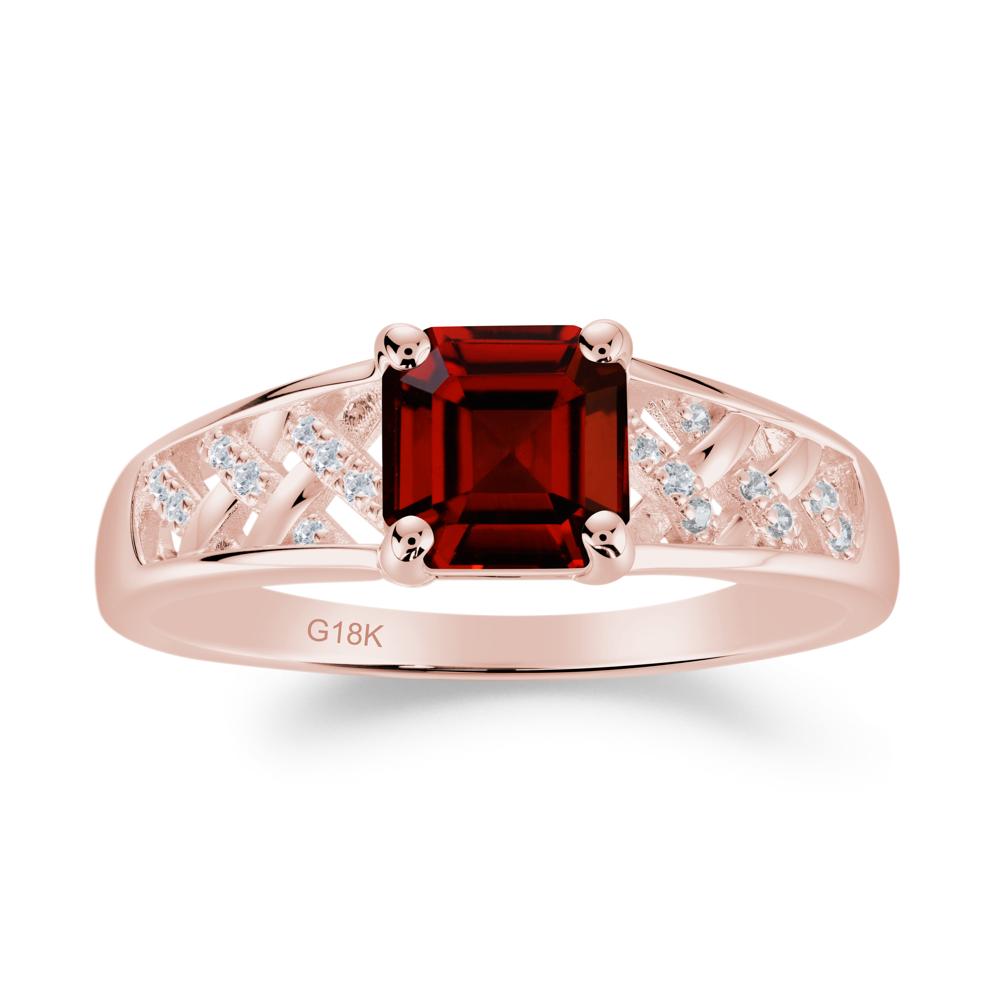 Vintage Braided Asscher Cut Garnet Ring - LUO Jewelry #metal_18k rose gold