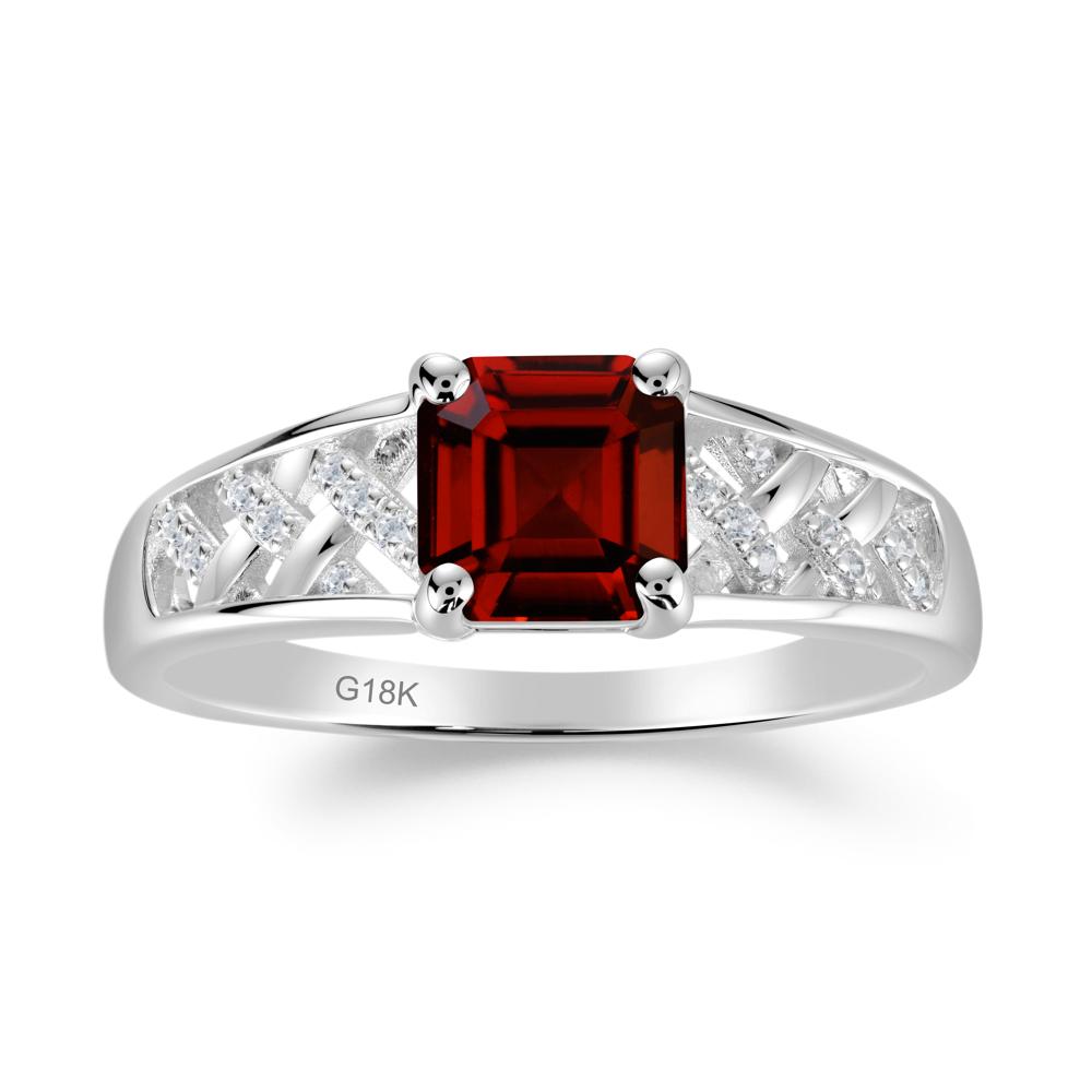Vintage Braided Asscher Cut Garnet Ring - LUO Jewelry #metal_18k white gold