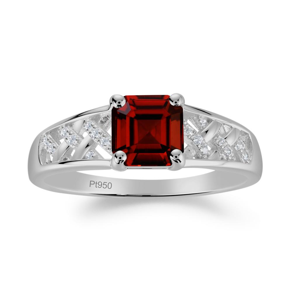 Vintage Braided Asscher Cut Garnet Ring - LUO Jewelry #metal_platinum