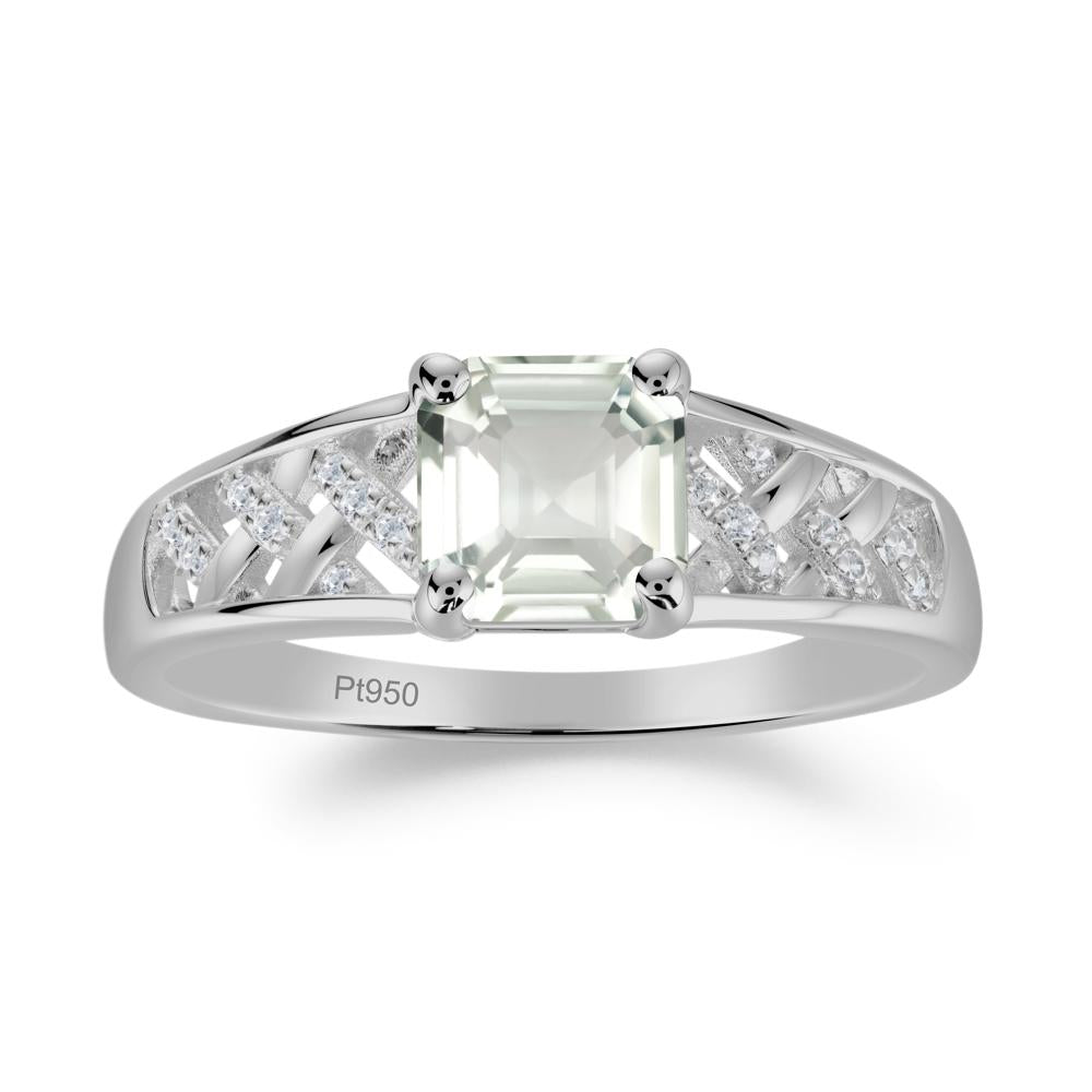 Asscher Cut Braided Design Green Amethyst Engagement Ring - LUO Jewelry #metal_platinum