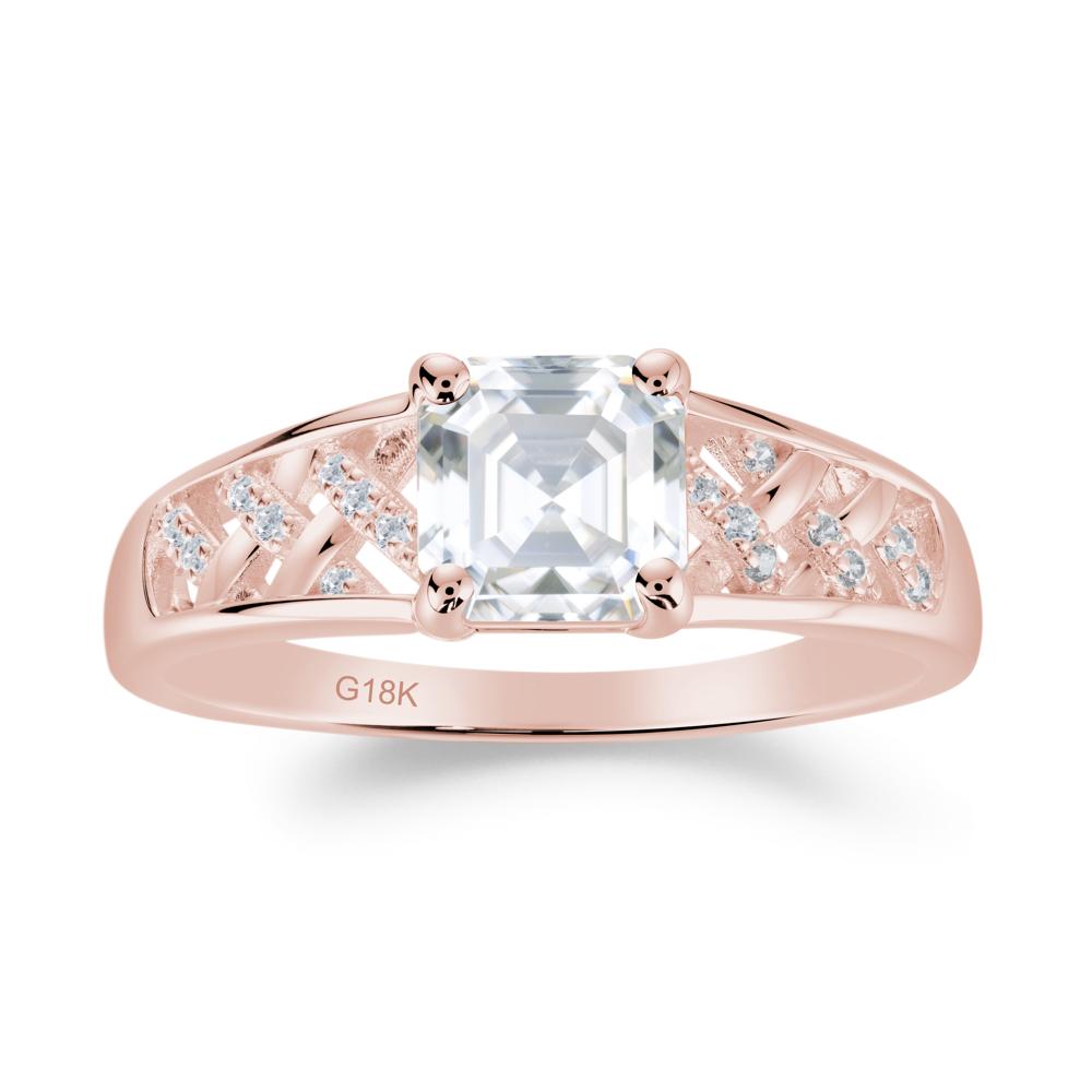 Asscher Cut Braided Design Moissanite Engagement Ring - LUO Jewelry #metal_18k rose gold