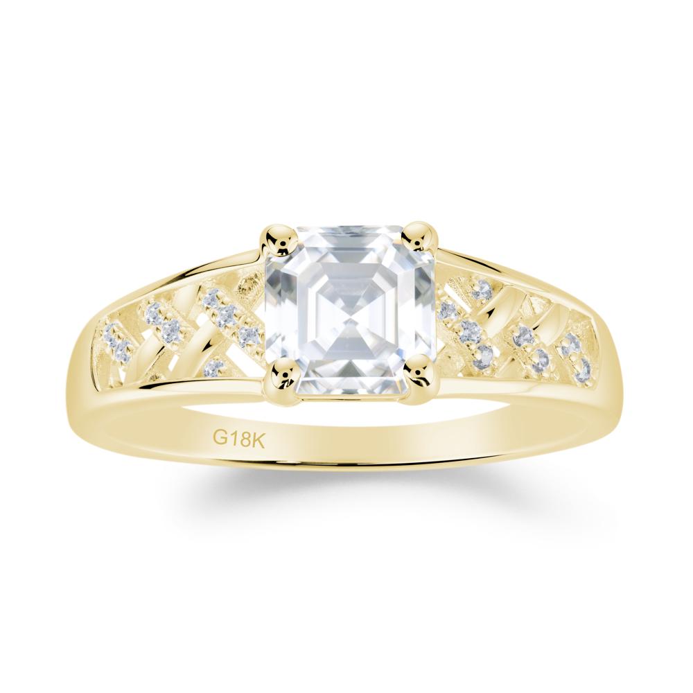 Asscher Cut Braided Design Moissanite Engagement Ring - LUO Jewelry #metal_18k yellow gold