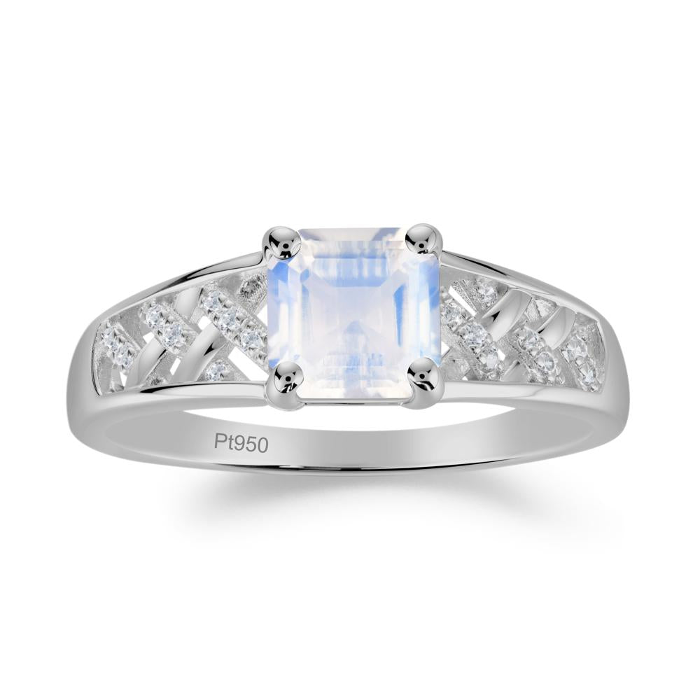 Asscher Cut Braided Design Moonstone Engagement Ring - LUO Jewelry #metal_platinum