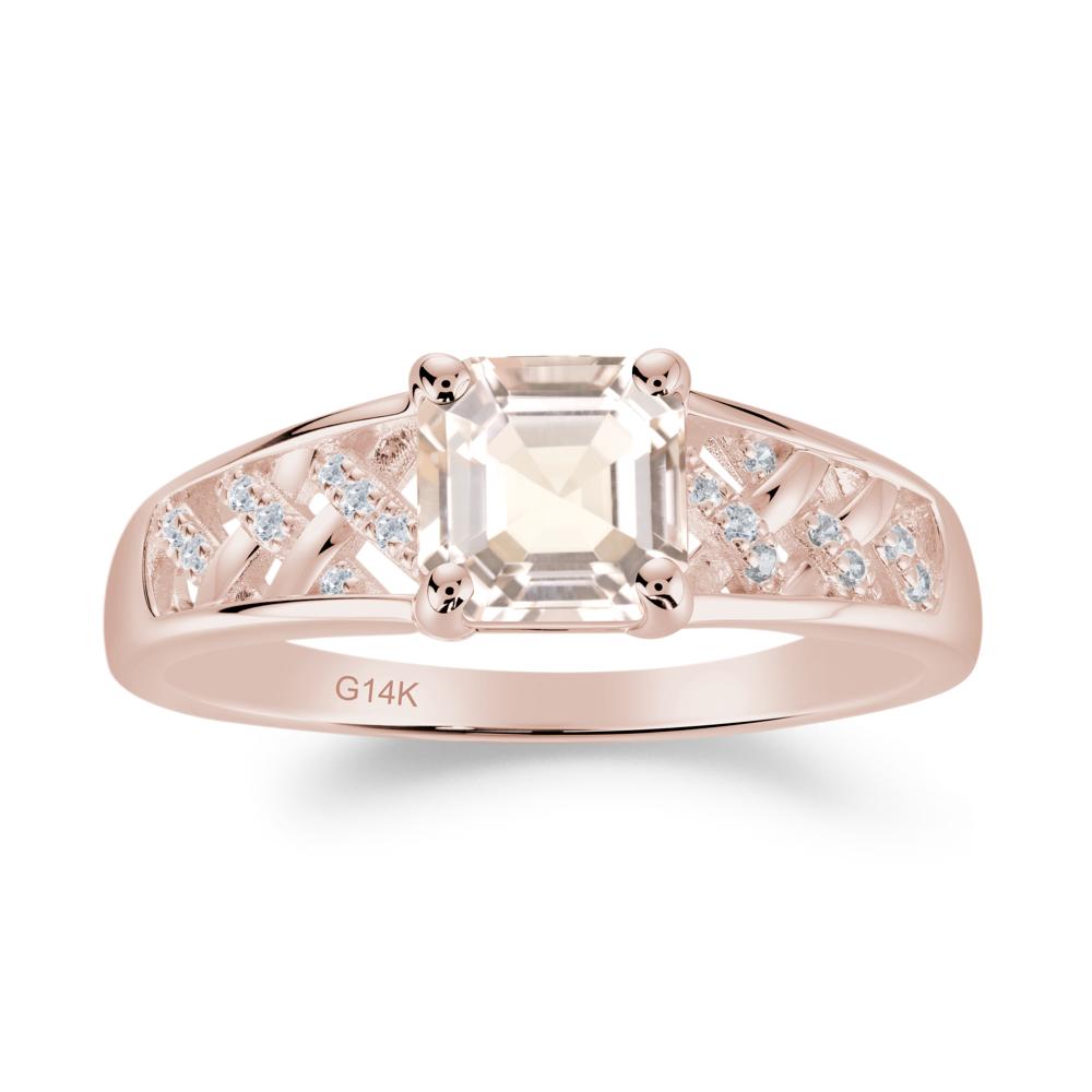Vintage Braided Asscher Cut Morganite Ring - LUO Jewelry #metal_14k rose gold