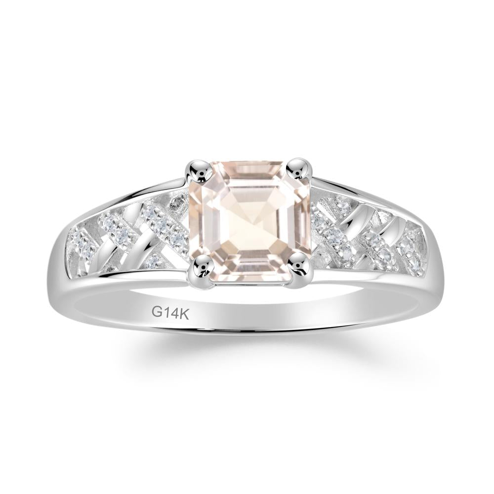 Vintage Braided Asscher Cut Morganite Ring - LUO Jewelry #metal_14k white gold