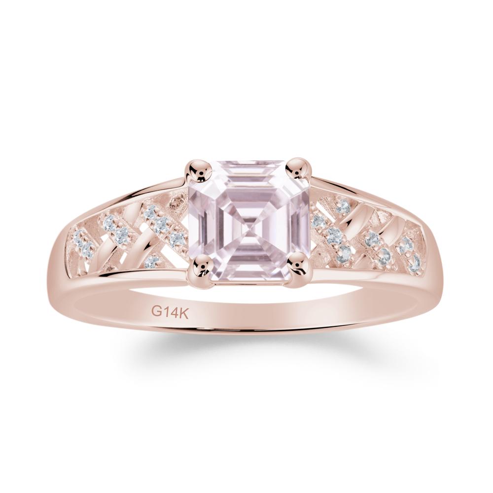 Asscher Cut Braided Design Pink Cubic Zirconia Engagement Ring - LUO Jewelry #metal_14k rose gold