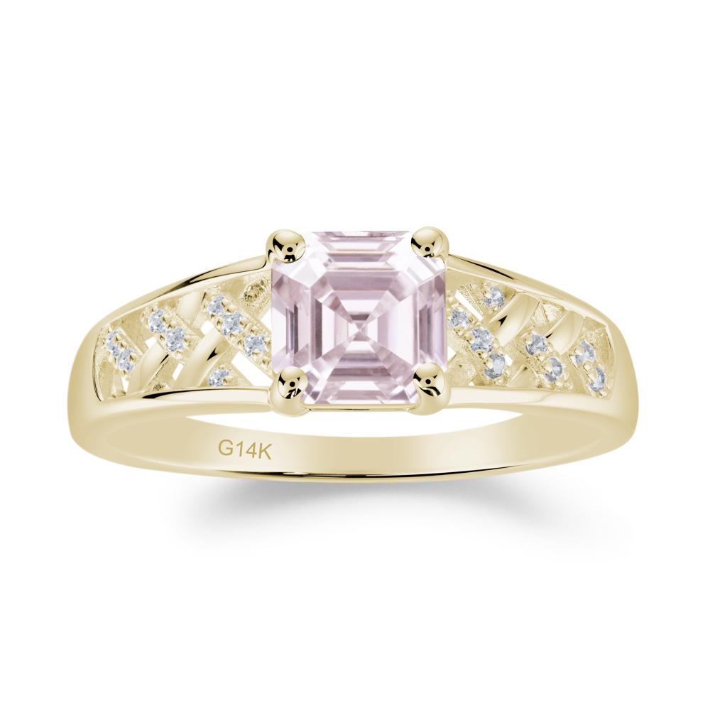 Asscher Cut Braided Design Pink Cubic Zirconia Engagement Ring - LUO Jewelry #metal_14k yellow gold