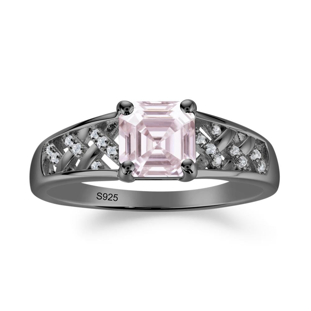 Asscher Cut Braided Design Pink Cubic Zirconia Engagement Ring - LUO Jewelry #metal_black finish sterling silver