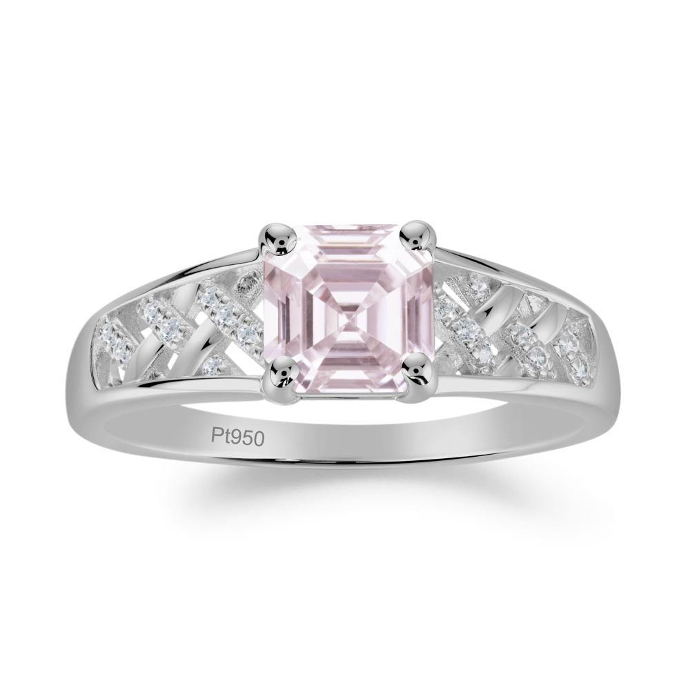Asscher Cut Braided Design Pink Cubic Zirconia Engagement Ring - LUO Jewelry #metal_platinum