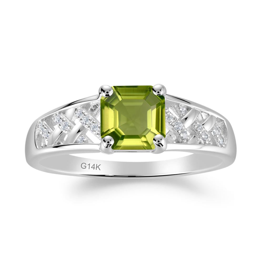 Delicate Peridot Promise Ring - LUO Jewelry #metal_14k white gold
