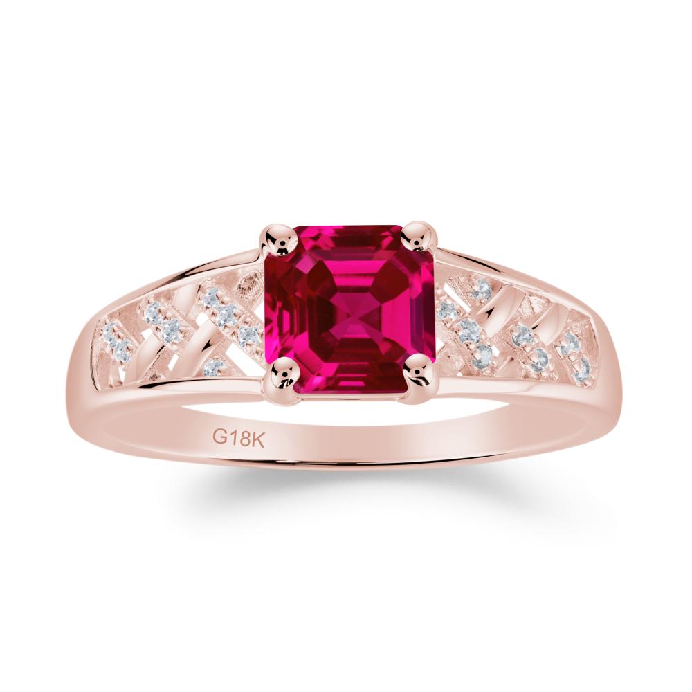 Vintage Braided Asscher Cut Ruby Ring - LUO Jewelry #metal_18k rose gold