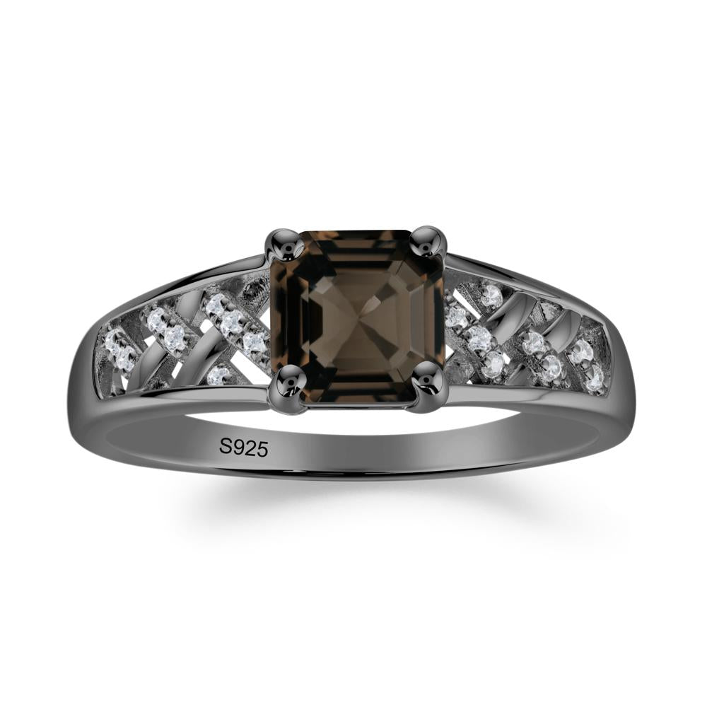 Delicate Smoky Quartz Promise Ring - LUO Jewelry #metal_black finish sterling silver