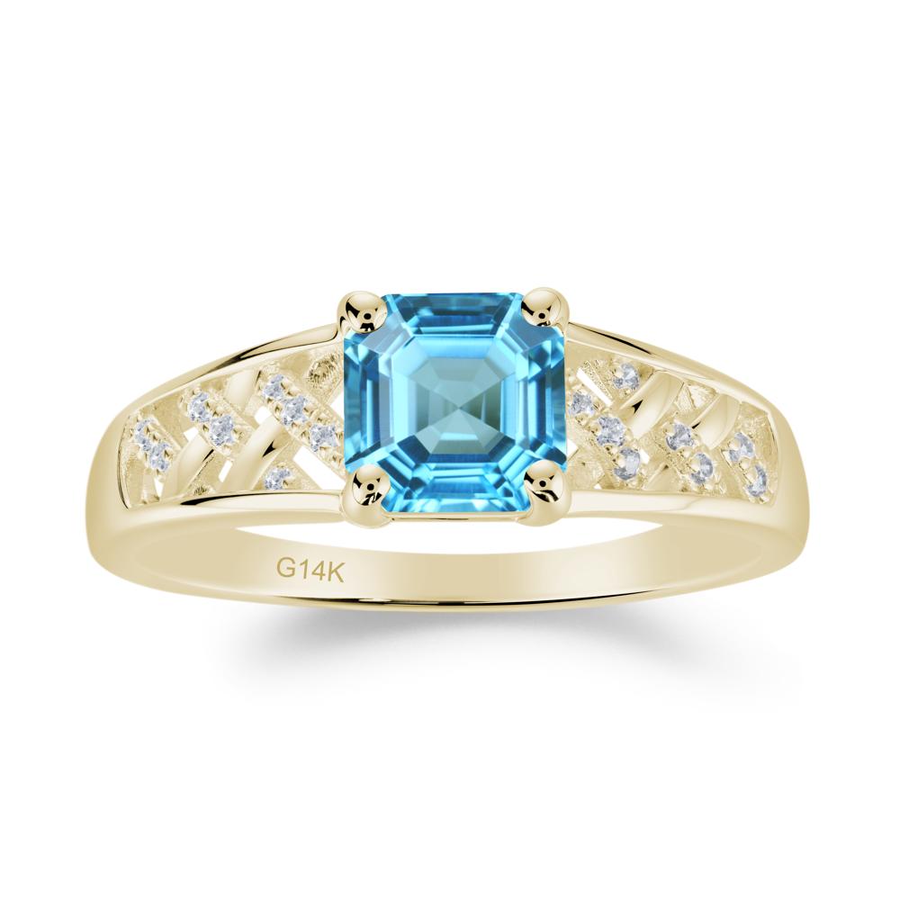 Delicate Swiss Blue Topaz Promise Ring - LUO Jewelry #metal_14k yellow gold