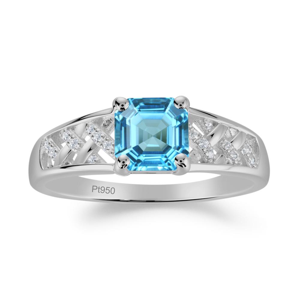 Delicate Swiss Blue Topaz Promise Ring - LUO Jewelry #metal_platinum