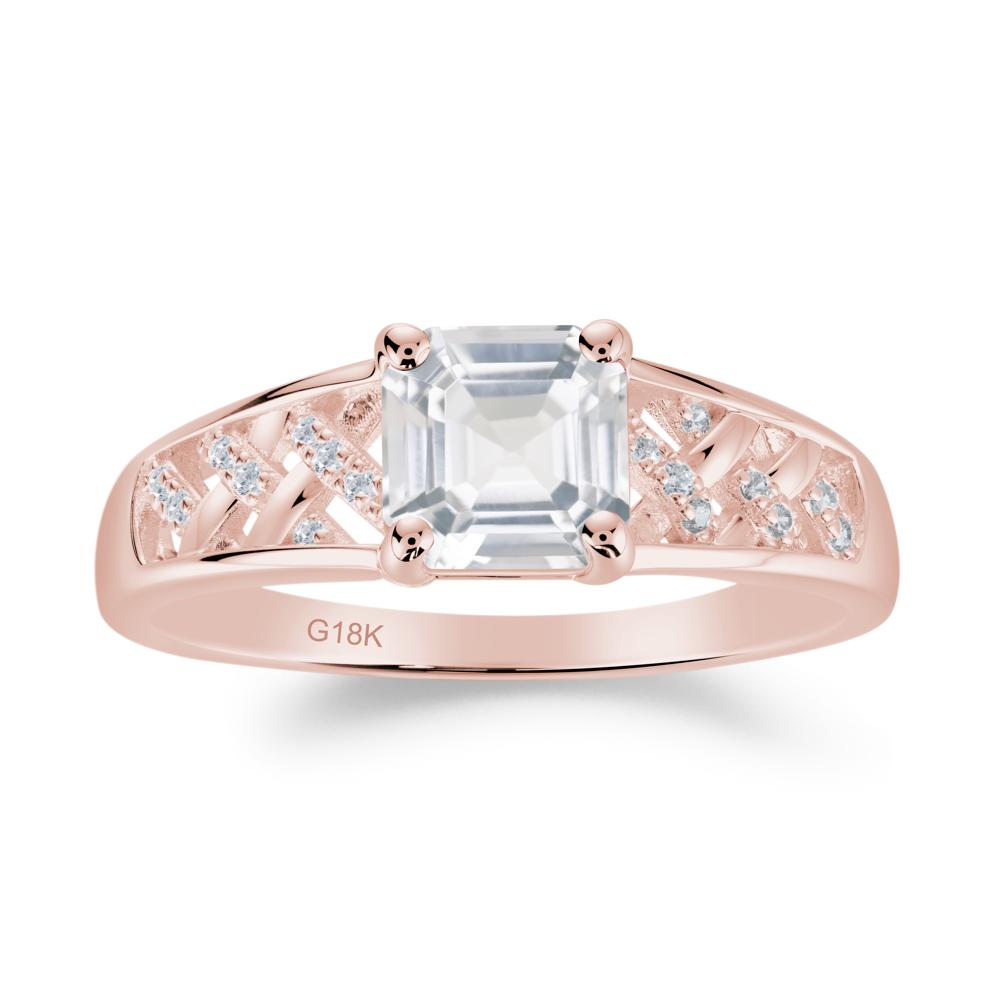 Vintage Braided Asscher Cut White Topaz Ring - LUO Jewelry #metal_18k rose gold