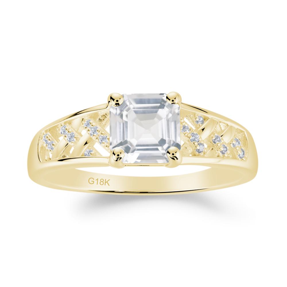 Vintage Braided Asscher Cut White Topaz Ring - LUO Jewelry #metal_18k yellow gold
