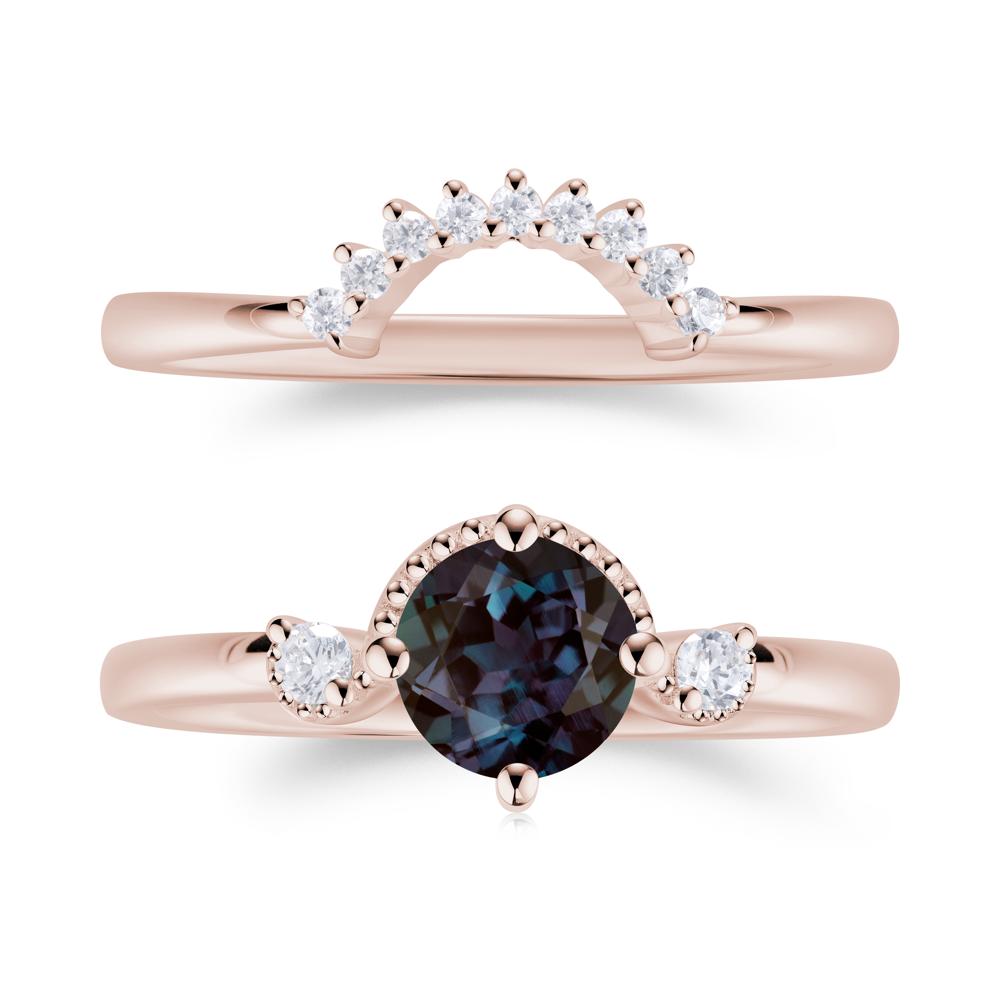 Vintage Sapphire Bridal Promise Ring Set - LUO Jewelry #gemstone_Alexandrite
