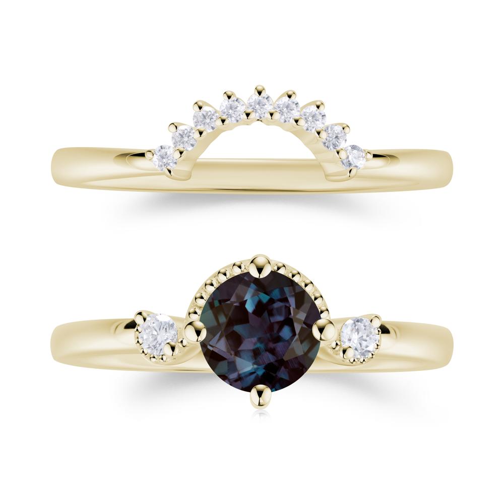 Vintage Sapphire Bridal Promise Ring Set - LUO Jewelry #gemstone_Alexandrite