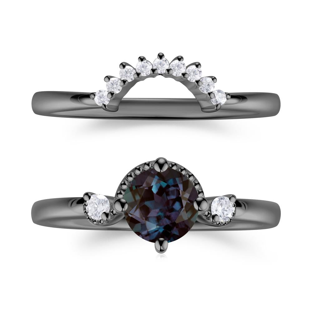 Vintage Sapphire Bridal Promise Ring Set - LUO Jewelry #gemstone_Alexandrite