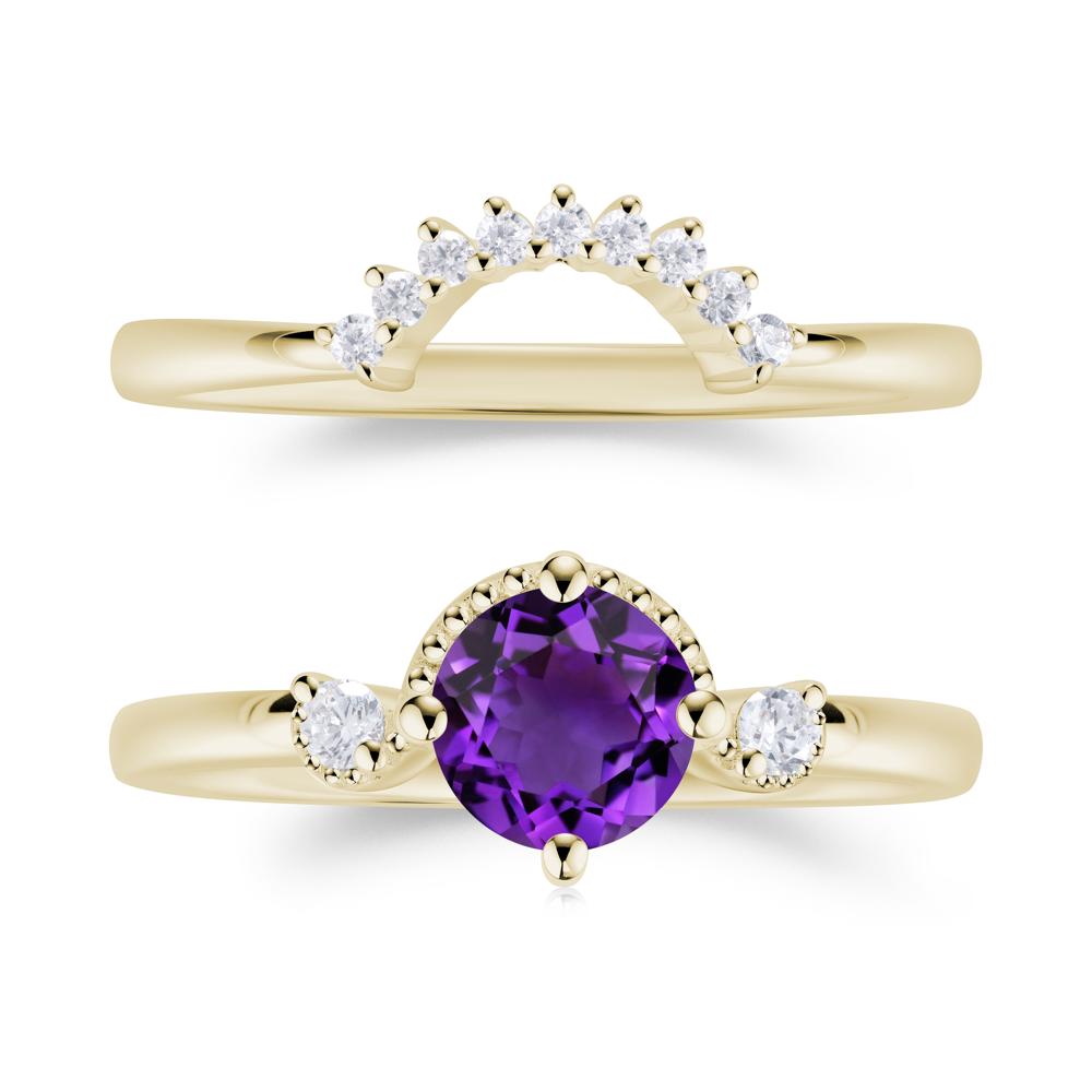Vintage Sapphire Bridal Promise Ring Set - LUO Jewelry #gemstone_Amethyst
