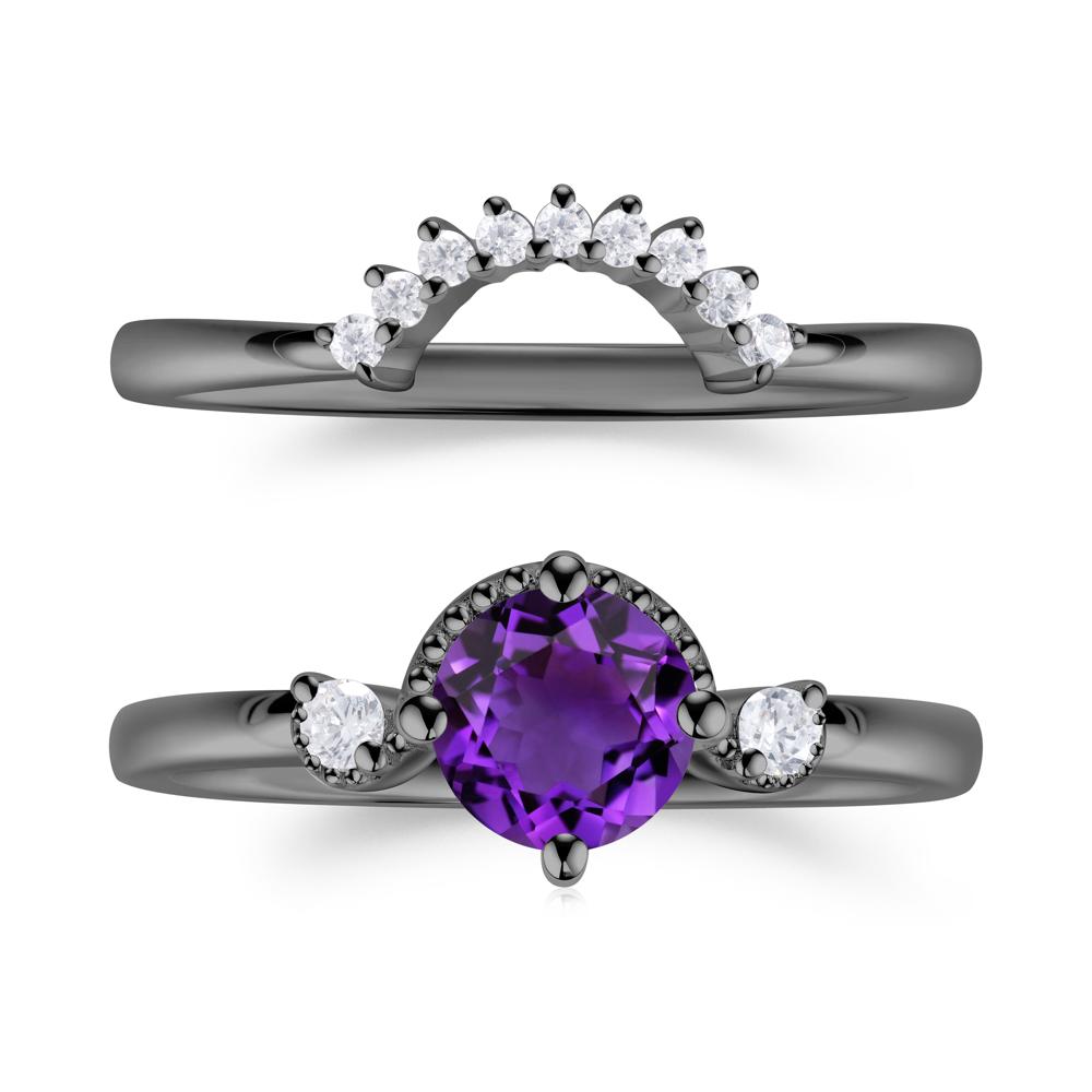 Vintage Sapphire Bridal Promise Ring Set - LUO Jewelry #gemstone_Amethyst