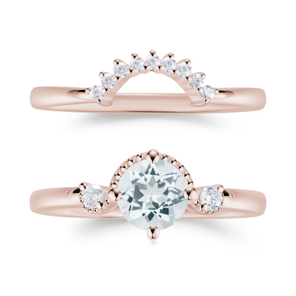 Vintage Sapphire Bridal Promise Ring Set - LUO Jewelry #gemstone_Aquamarine