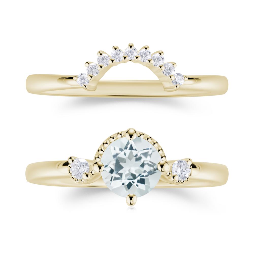Vintage Sapphire Bridal Promise Ring Set - LUO Jewelry #gemstone_Aquamarine