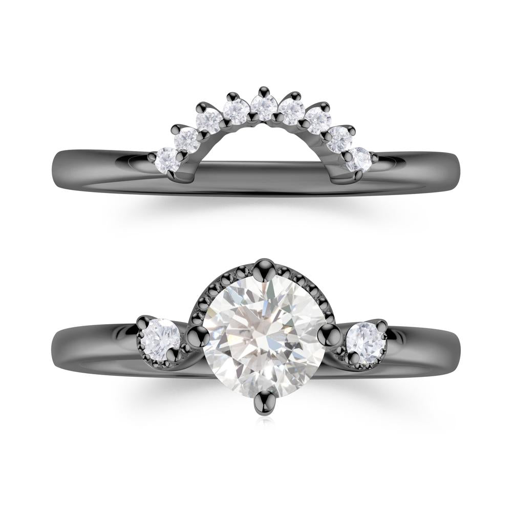 Vintage Sapphire Bridal Promise Ring Set - LUO Jewelry #gemstone_Diamond