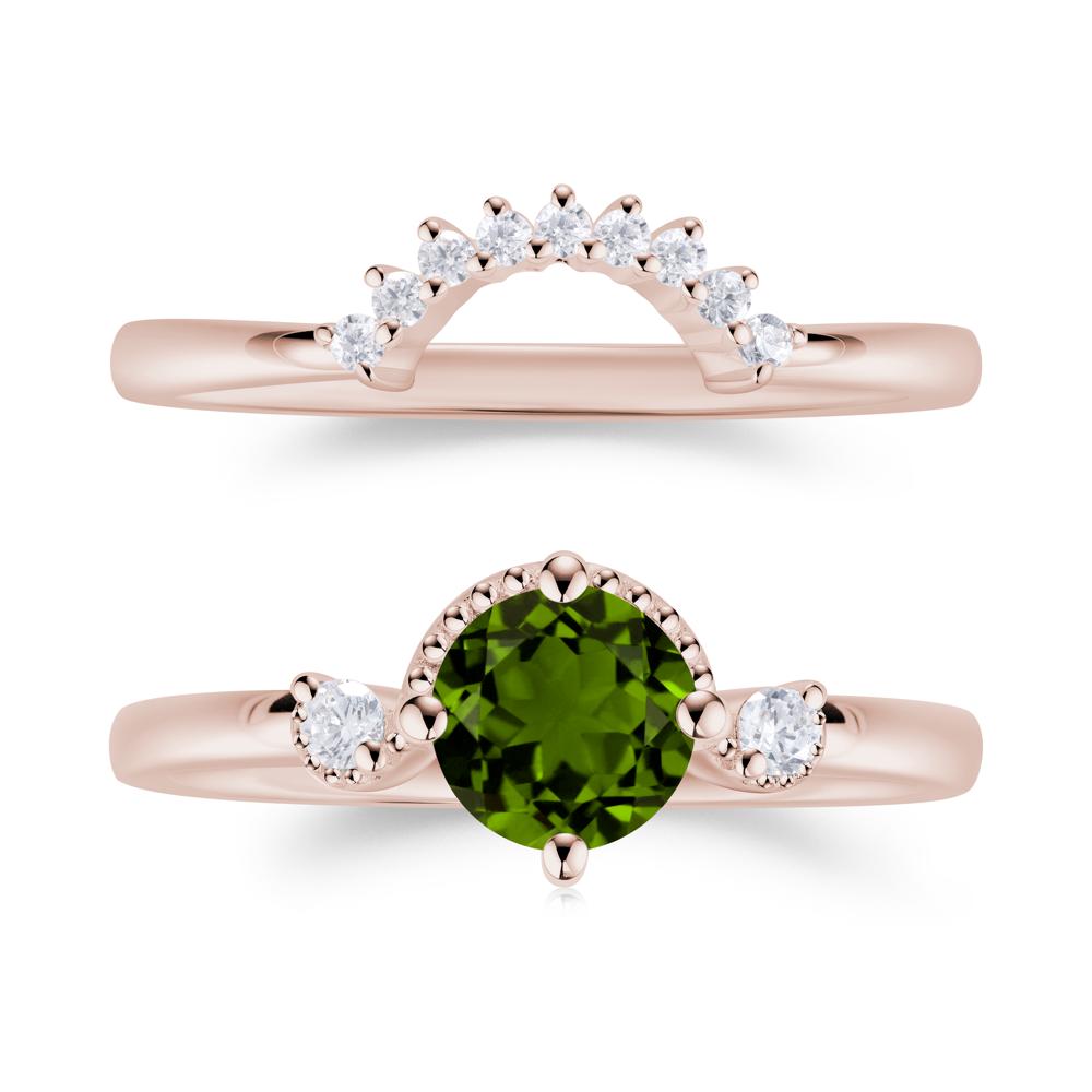 Vintage Sapphire Bridal Promise Ring Set - LUO Jewelry #gemstone_Diopside