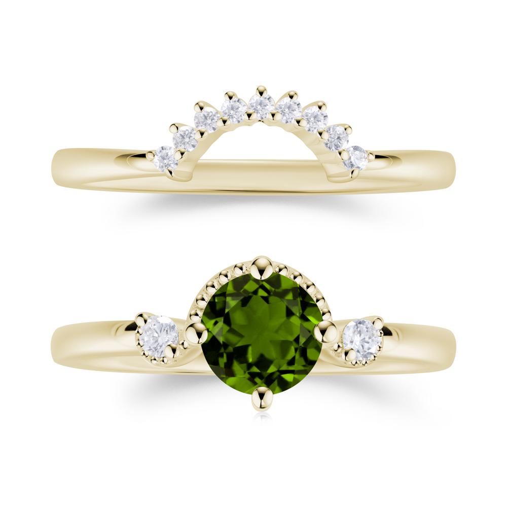 Vintage Sapphire Bridal Promise Ring Set - LUO Jewelry #gemstone_Diopside