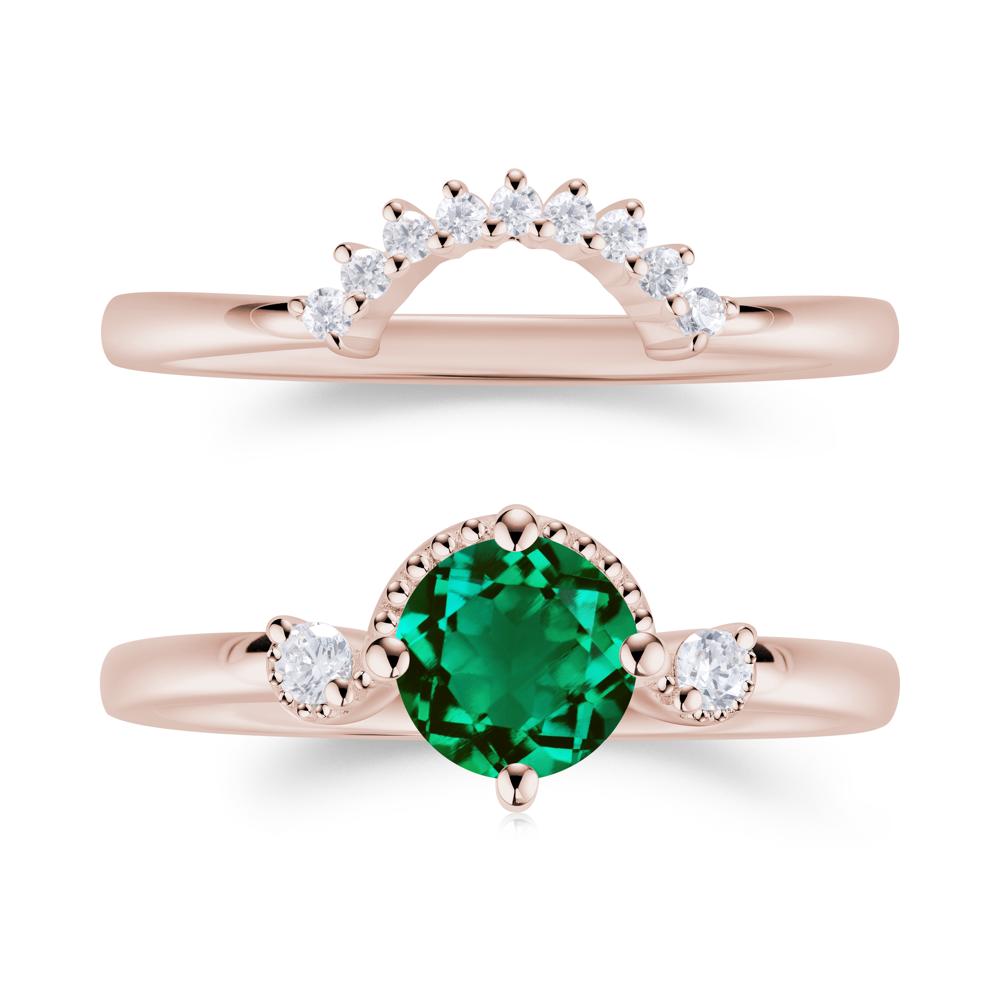 Vintage Sapphire Bridal Promise Ring Set - LUO Jewelry #gemstone_Emerald
