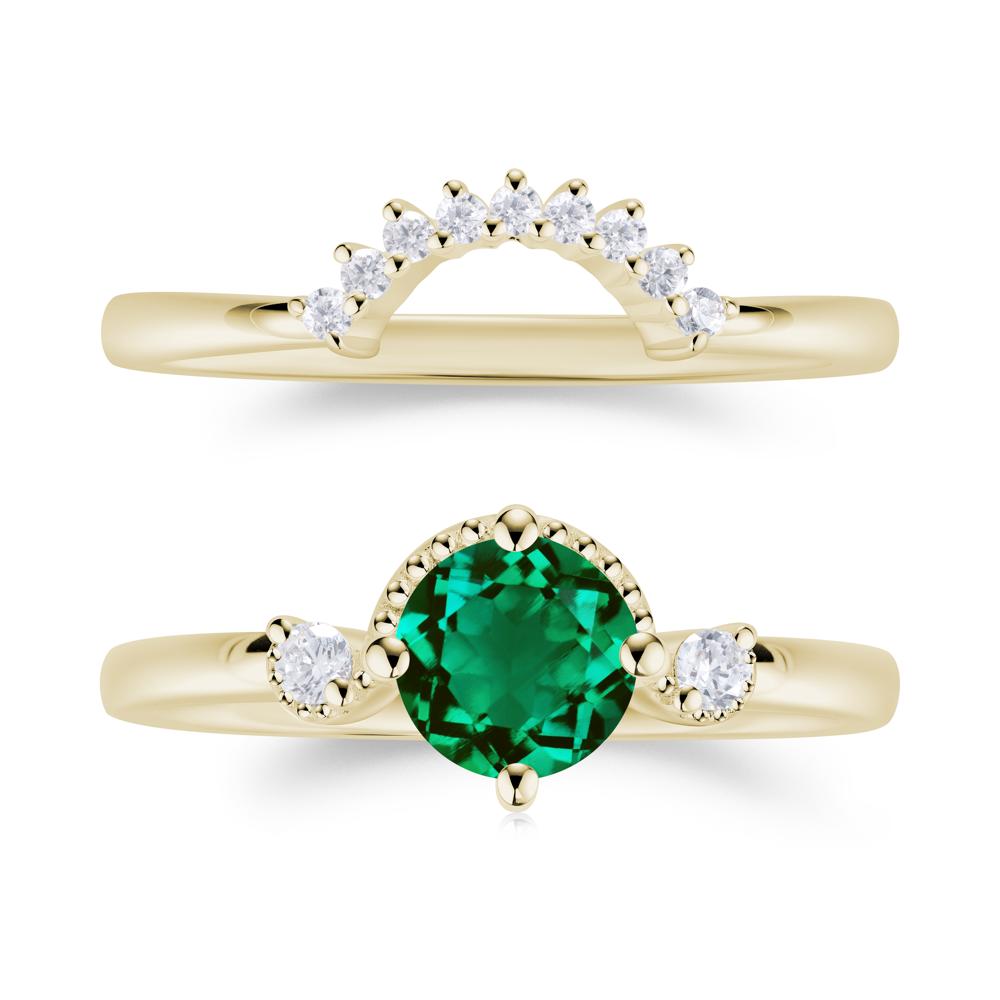 Vintage Sapphire Bridal Promise Ring Set - LUO Jewelry #gemstone_Emerald