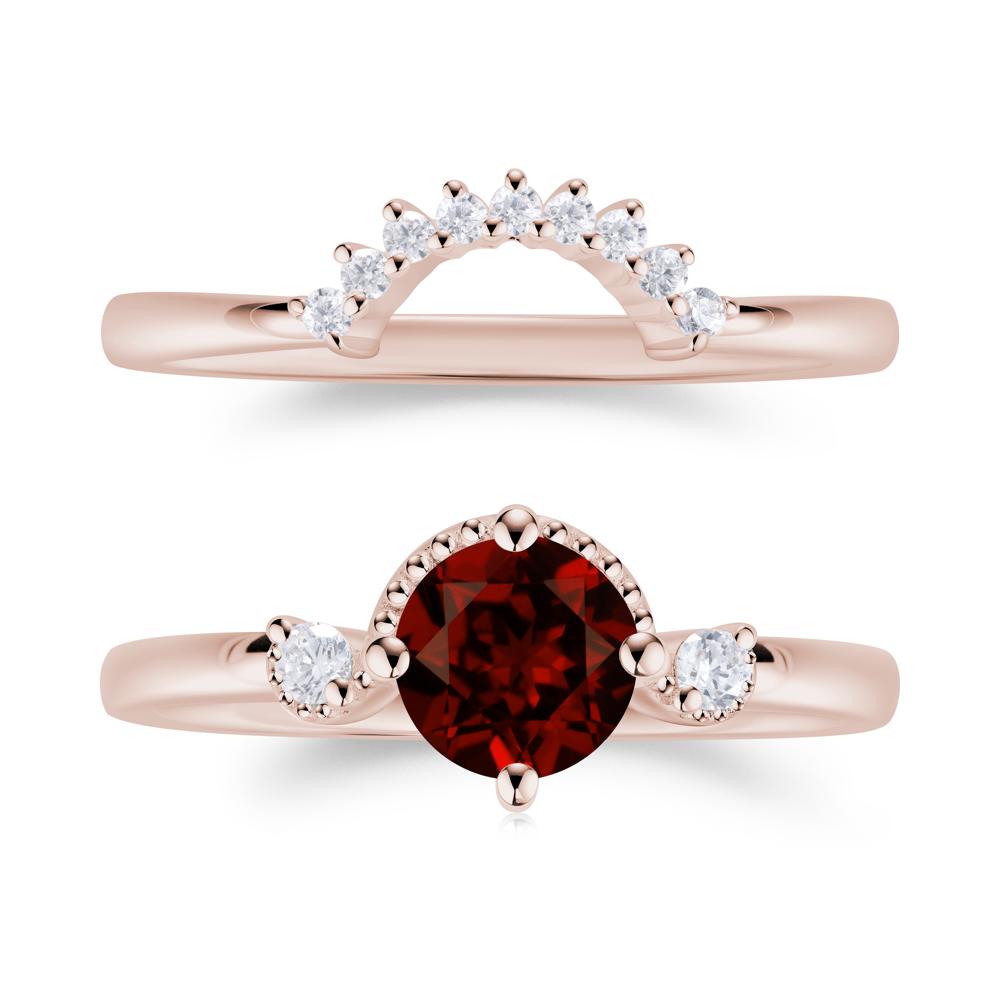 Vintage Sapphire Bridal Promise Ring Set - LUO Jewelry #gemstone_Garnet