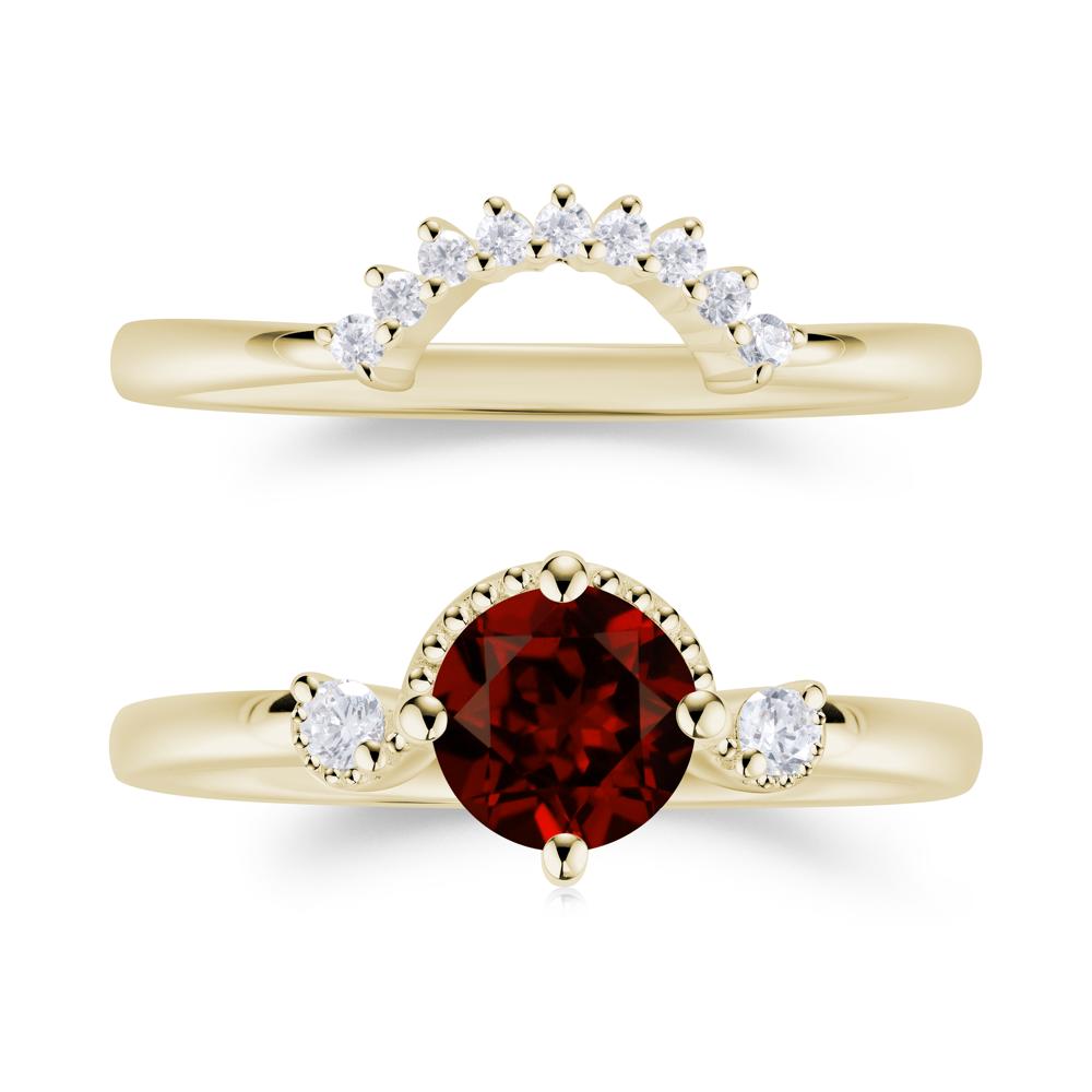 Vintage Sapphire Bridal Promise Ring Set - LUO Jewelry #gemstone_Garnet
