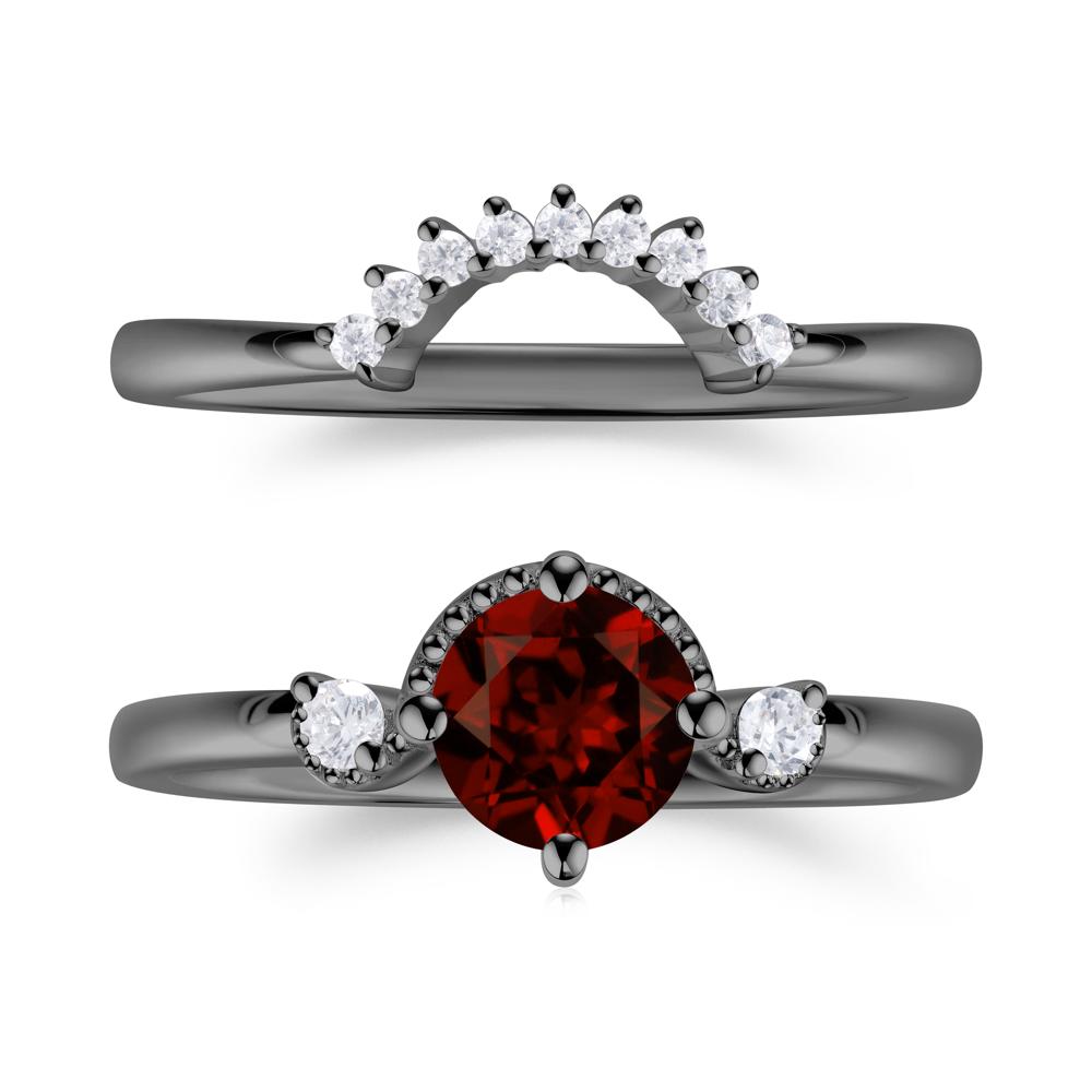 Vintage Sapphire Bridal Promise Ring Set - LUO Jewelry #gemstone_Garnet