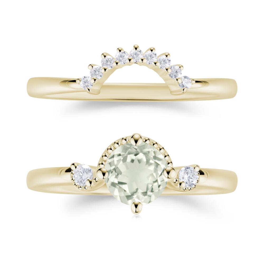 Vintage Sapphire Bridal Promise Ring Set - LUO Jewelry #gemstone_Green Amethyst