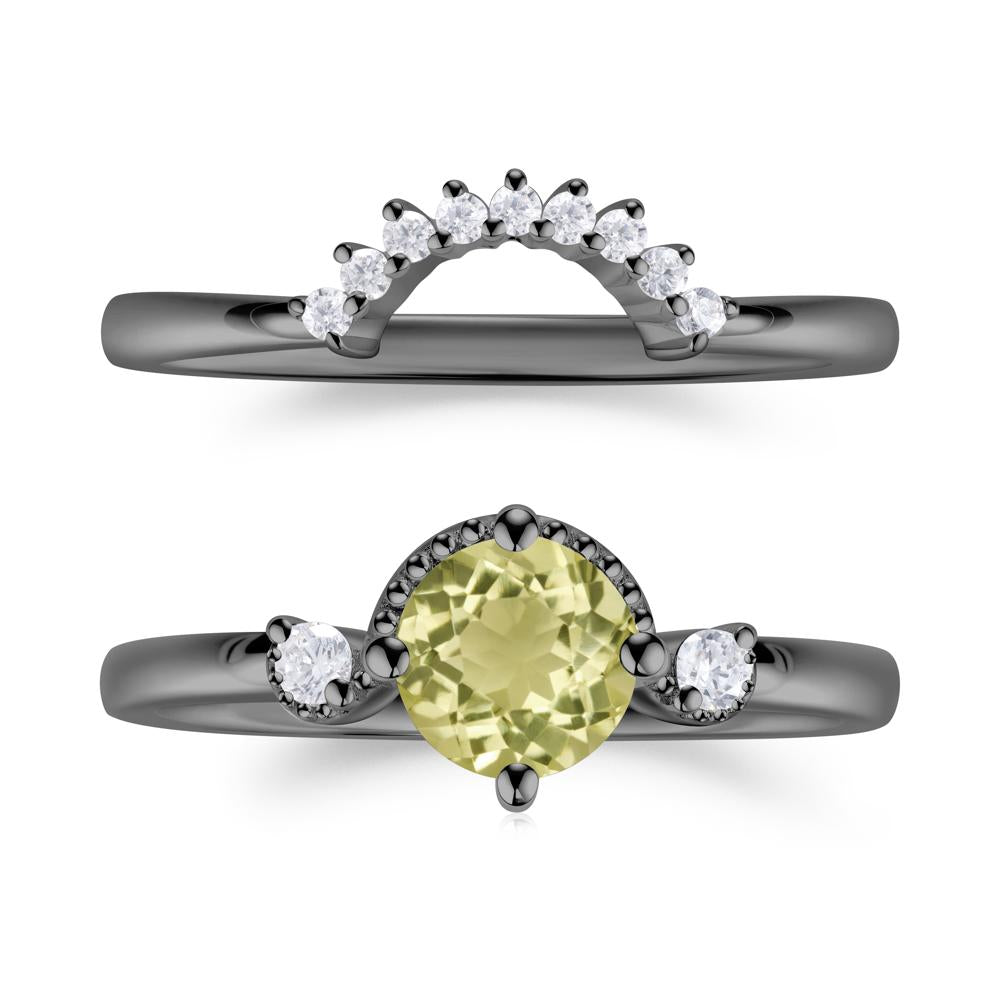Vintage Sapphire Bridal Promise Ring Set - LUO Jewelry #gemstone_Lemon Quartz