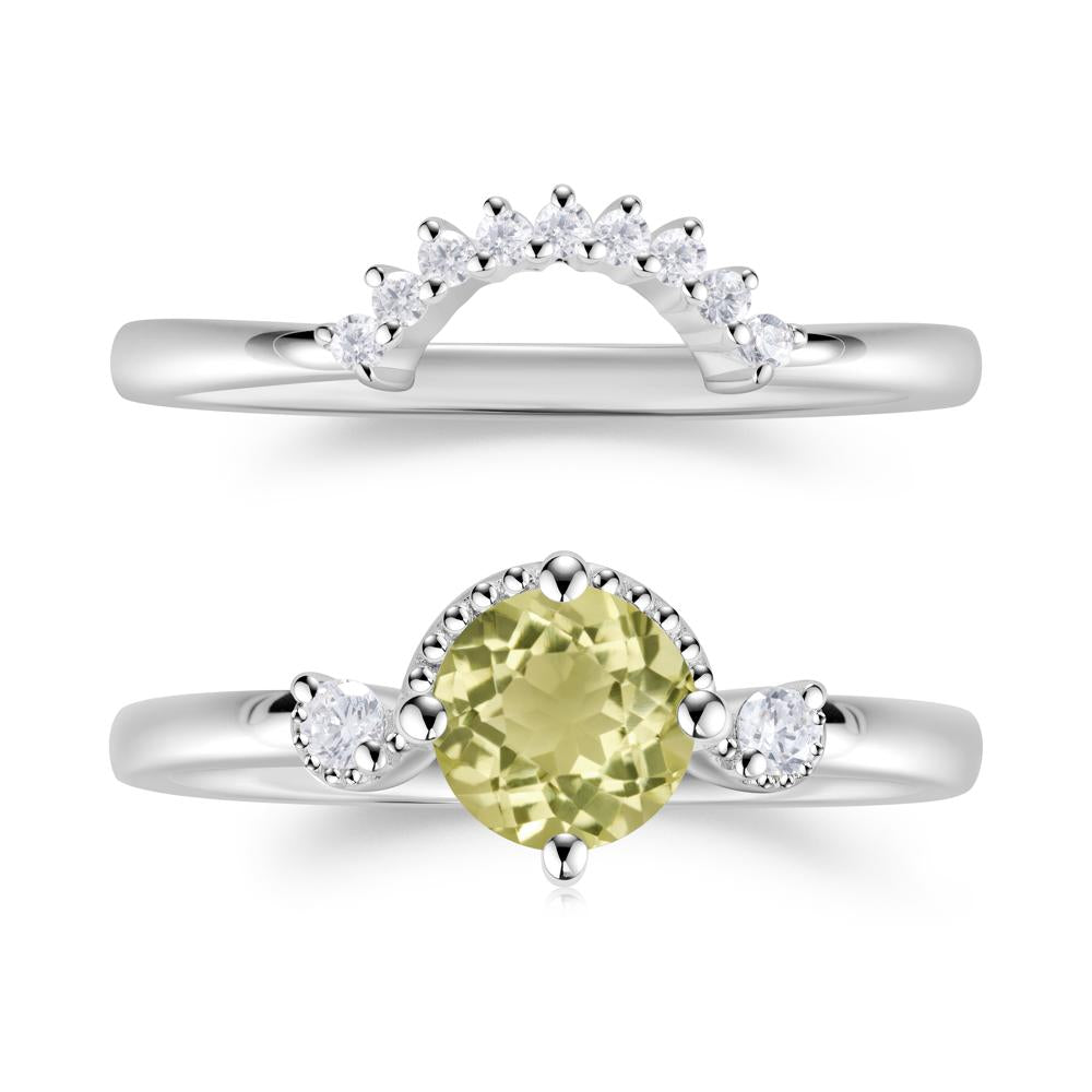 Vintage Sapphire Bridal Promise Ring Set - LUO Jewelry #gemstone_Lemon Quartz