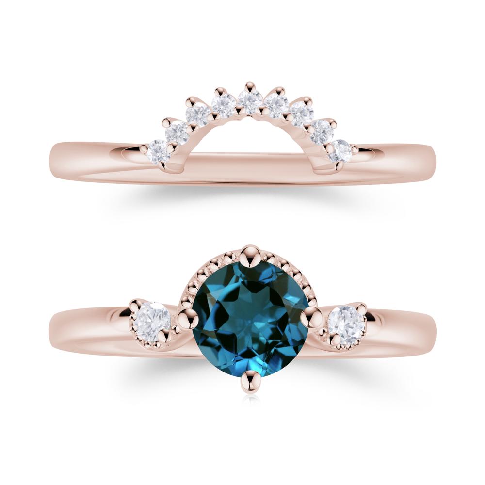Vintage Sapphire Bridal Promise Ring Set - LUO Jewelry #gemstone_London Blue Topaz
