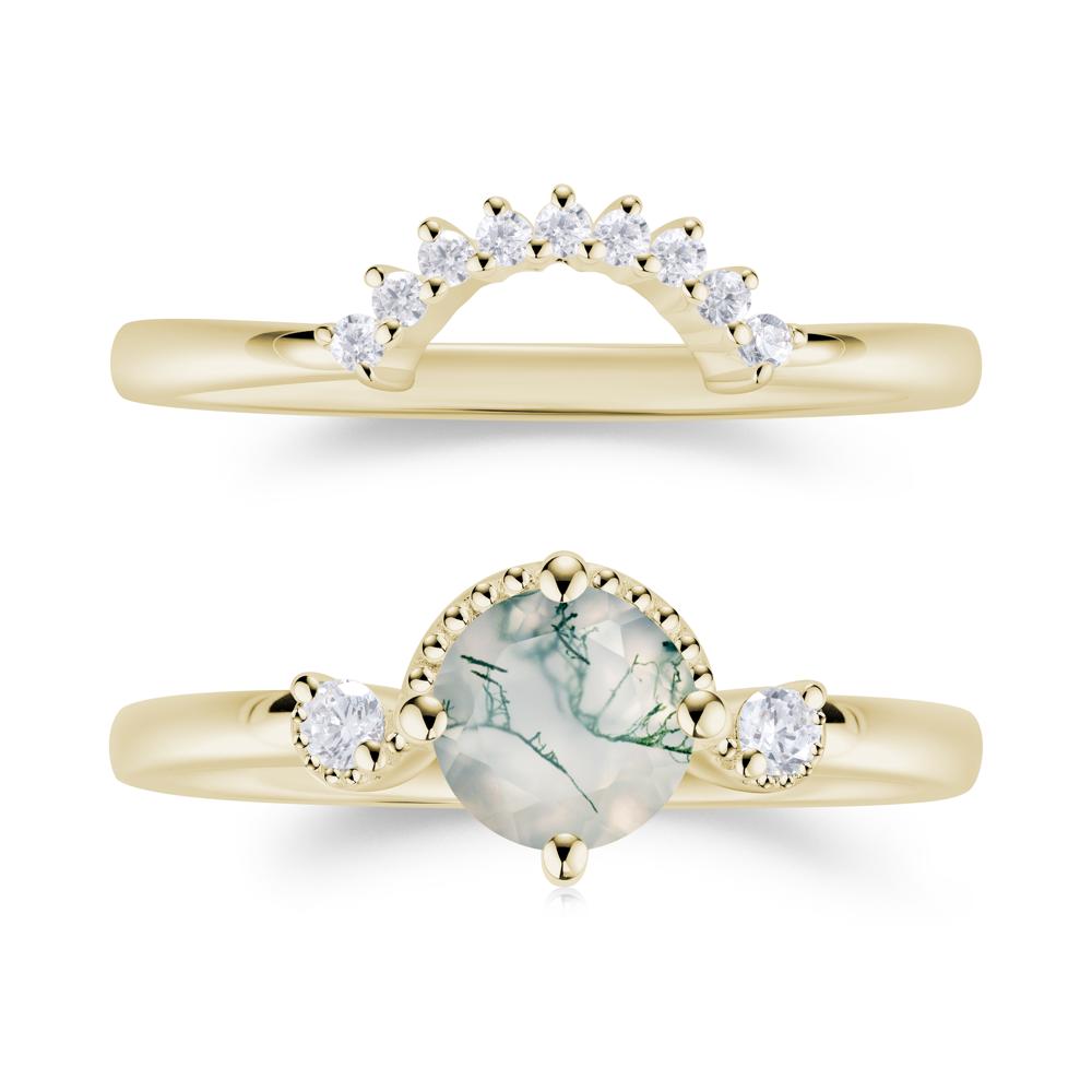 Vintage Sapphire Bridal Promise Ring Set - LUO Jewelry #gemstone_Moss Agate