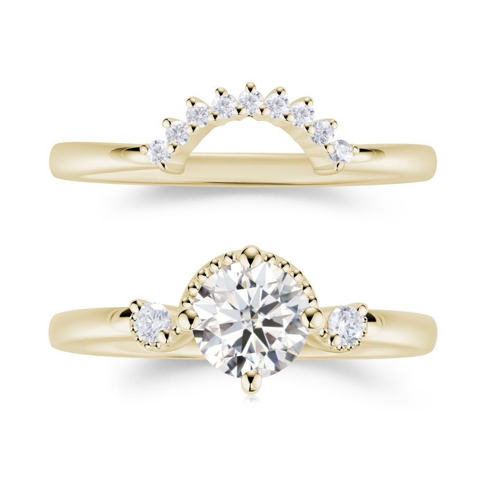 Vintage Sapphire Bridal Promise Ring Set - LUO Jewelry #gemstone_Moissanite