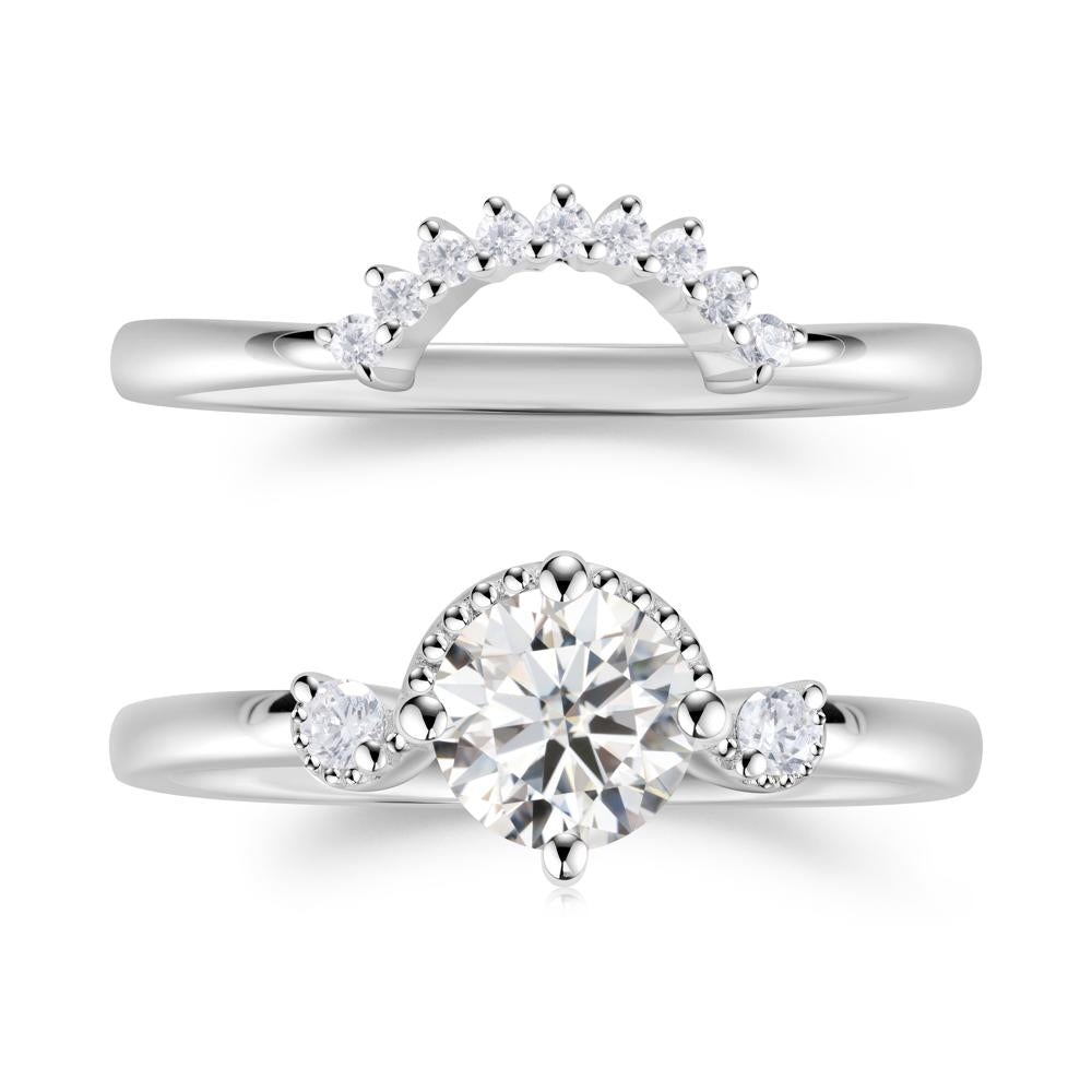 Vintage Sapphire Bridal Promise Ring Set - LUO Jewelry #gemstone_Moissanite