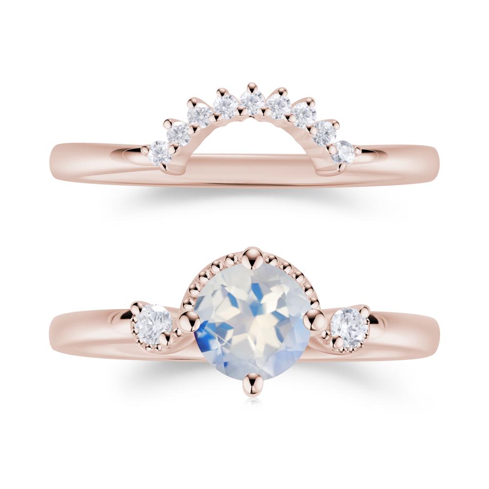 Vintage Sapphire Bridal Promise Ring Set - LUO Jewelry #gemstone_Moonstone