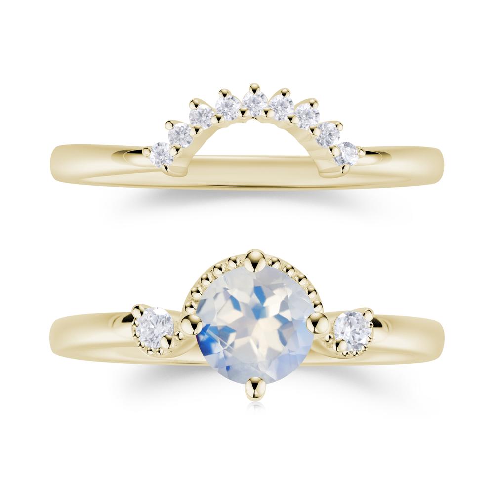 Vintage Sapphire Bridal Promise Ring Set - LUO Jewelry #gemstone_Moonstone