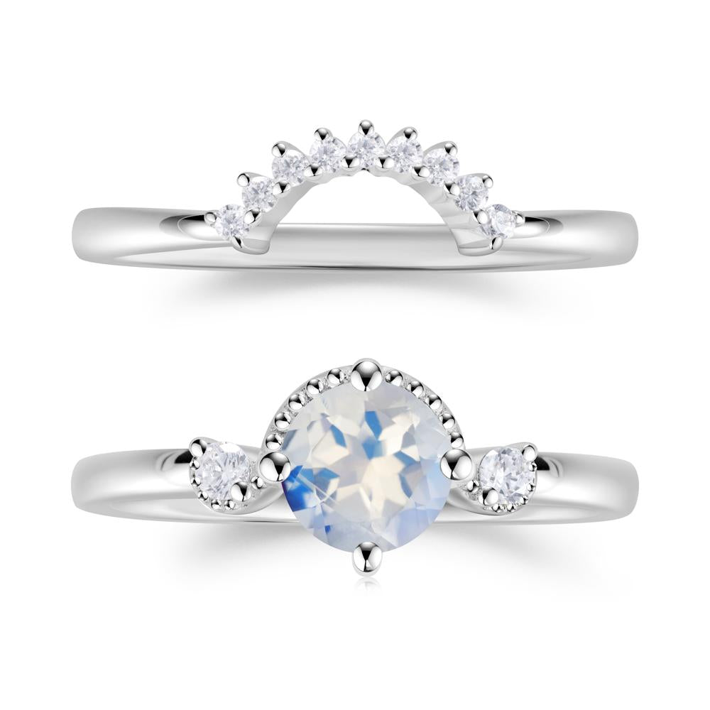 Vintage Sapphire Bridal Promise Ring Set - LUO Jewelry #gemstone_Moonstone